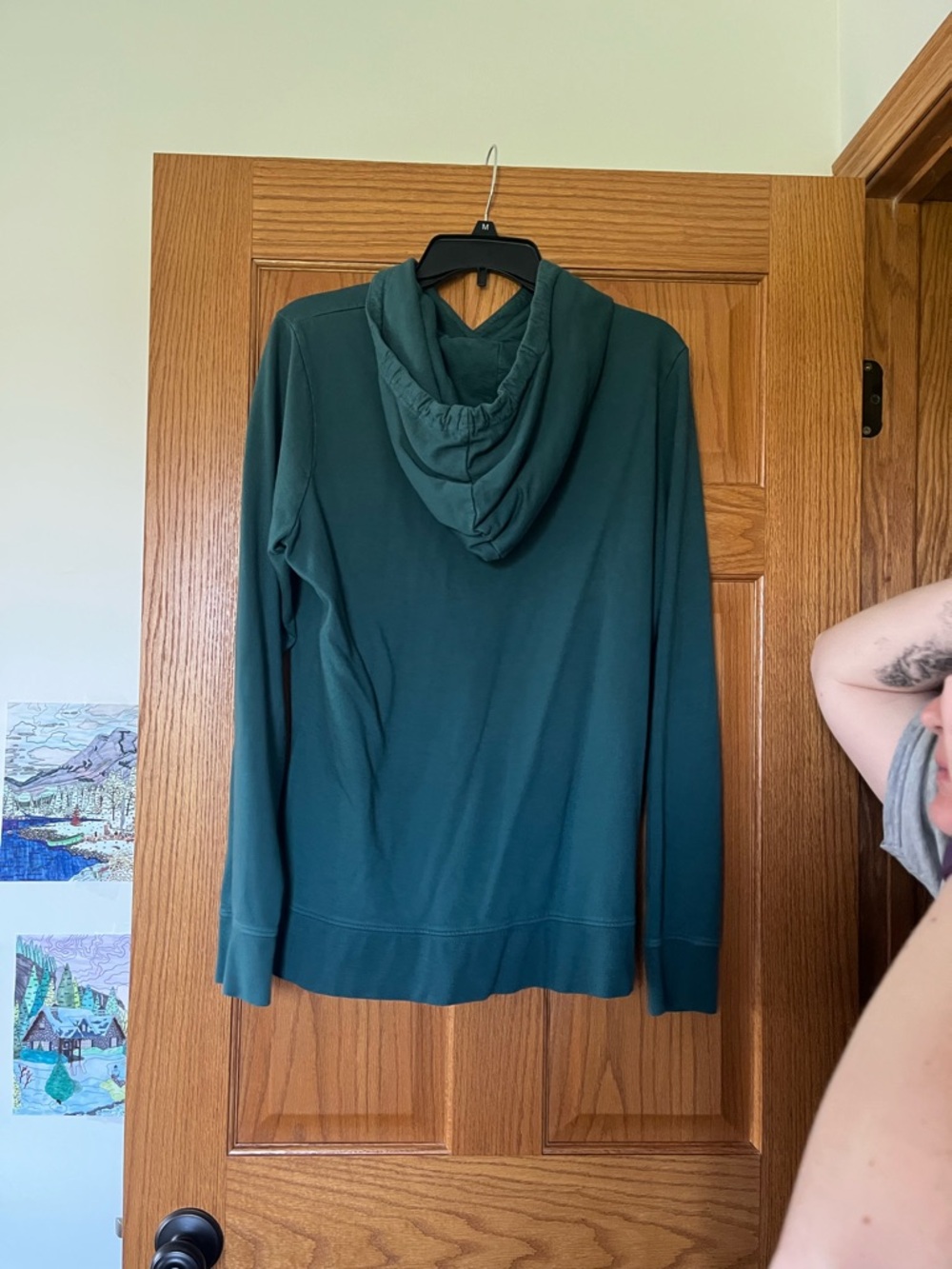 Women’ Teal Hooded Pullover Sweatshirt - Picture 2 of 4